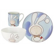 Детский набор из 3-х предметов Зайчонок: кружка, тарелка, миска